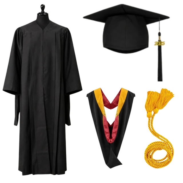 Classic Matte Gathered Master Graduation Package | Gown, Cap, Tassel, Hood & Honor Cord