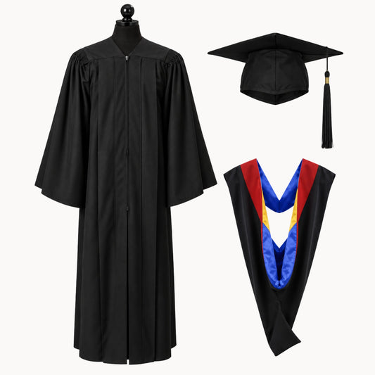 Premium Matte Fluted Bachelor Graduation Gown, Cap, Tassel & Hood Package