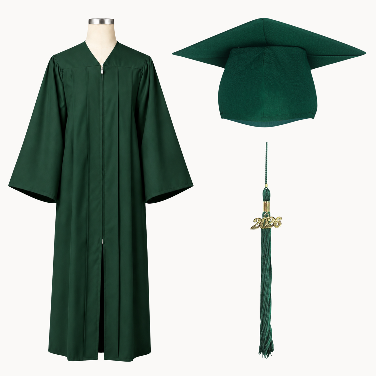 Classic Gathered Bachelor Graduation Gown, Cap & Tassel Package