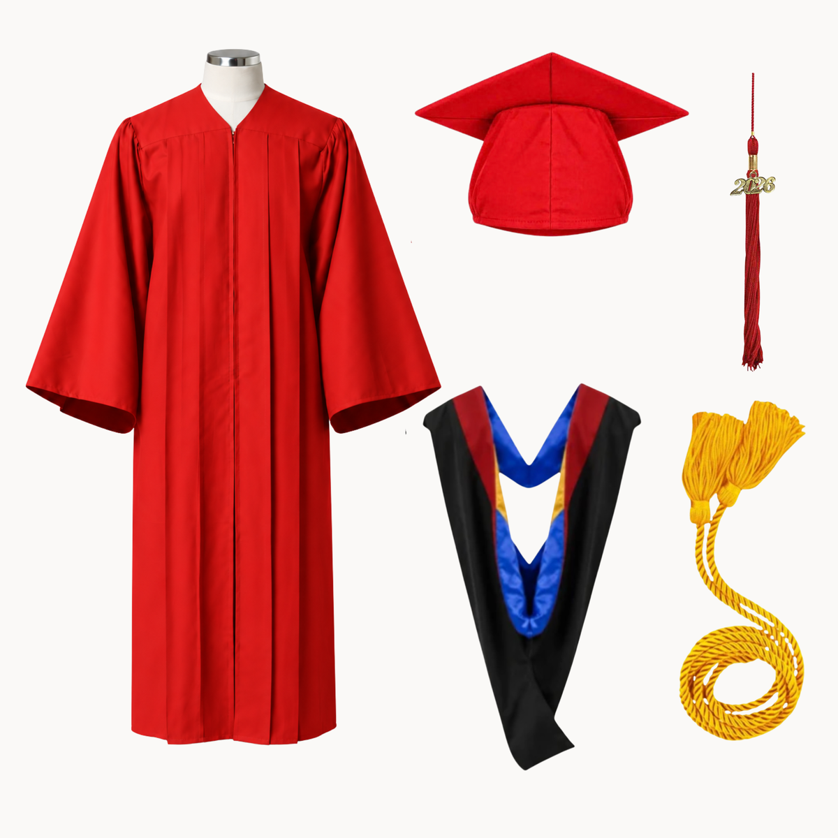 Classic Matte Gathered Bachelor Graduation Package | Gown, Cap, Tassel, Hood & Honor Cord