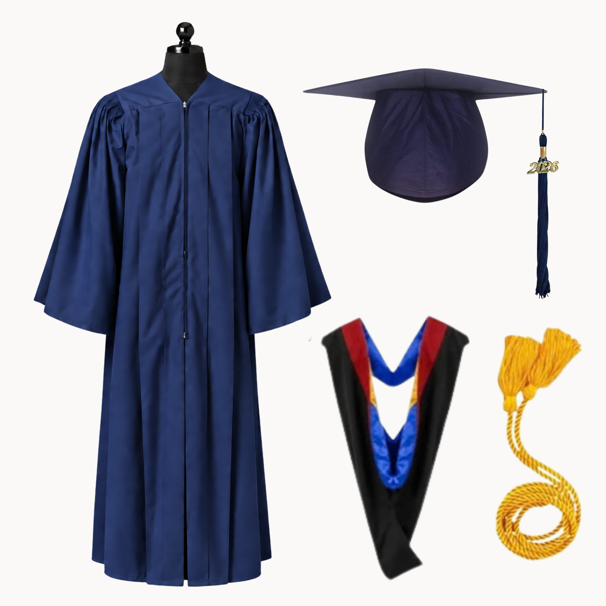 Premium Matte Fluted Bachelor Graduation Package | Gown, Cap, Tassel, Hood & Honor Cord