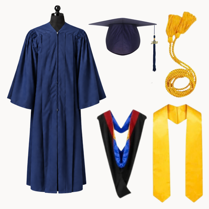 Premium Matte Fluted Bachelor Graduation Package | Gown, Cap, Tassel, Hood, Stole & Honor Cord